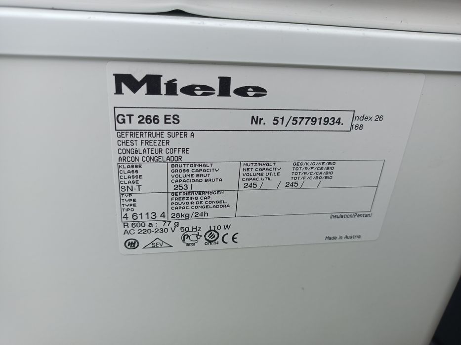Zamrażarka Miele Liebherr klasa energi A++