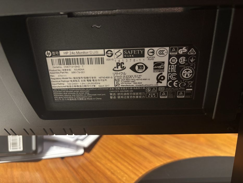 Monitor HP 24o – 24” – HDMI – Bom estado