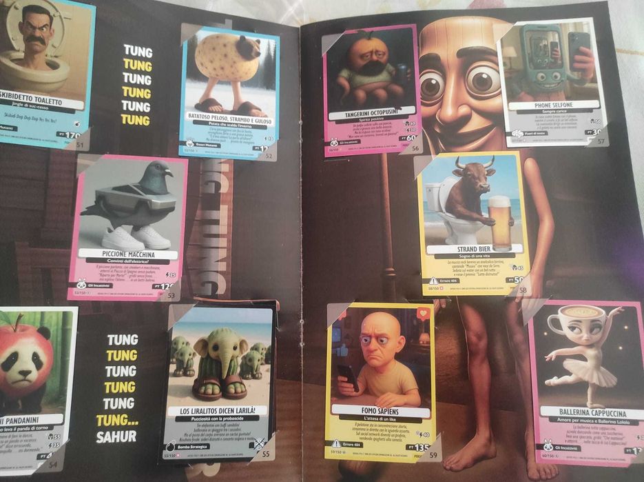 caderneta de Brainrot Italian incompleta + 50 repetidos