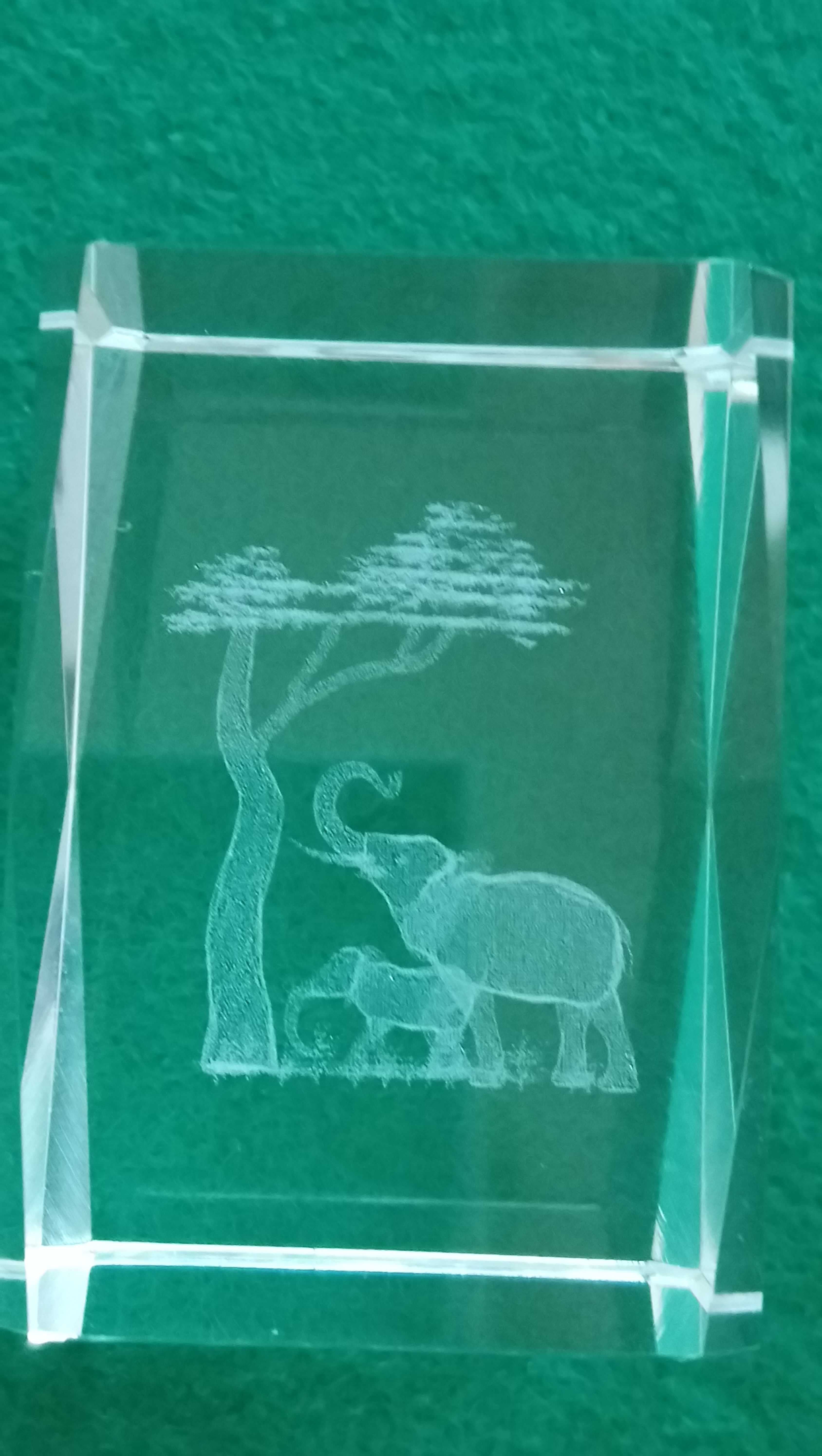 Kryształ 3D grawer w środku Słoniki przycisk do papieru, prezent