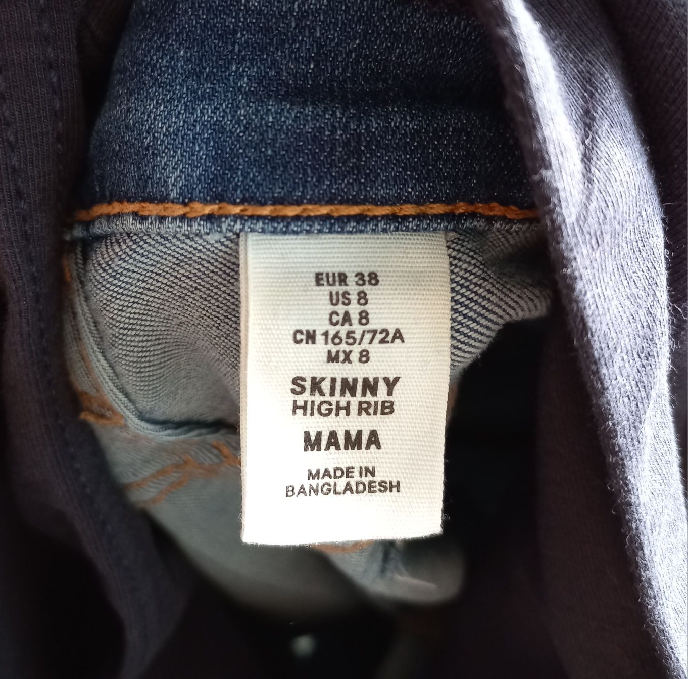 Spodnie ciążowe jeansy jeansowe H&M M 38 Mama skinny high rib 165 72A