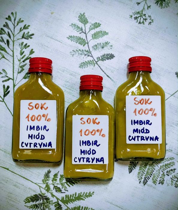 10 x SOK IMBIROWY 100% - sok z imbiru bez cukru tłoczony na zimno