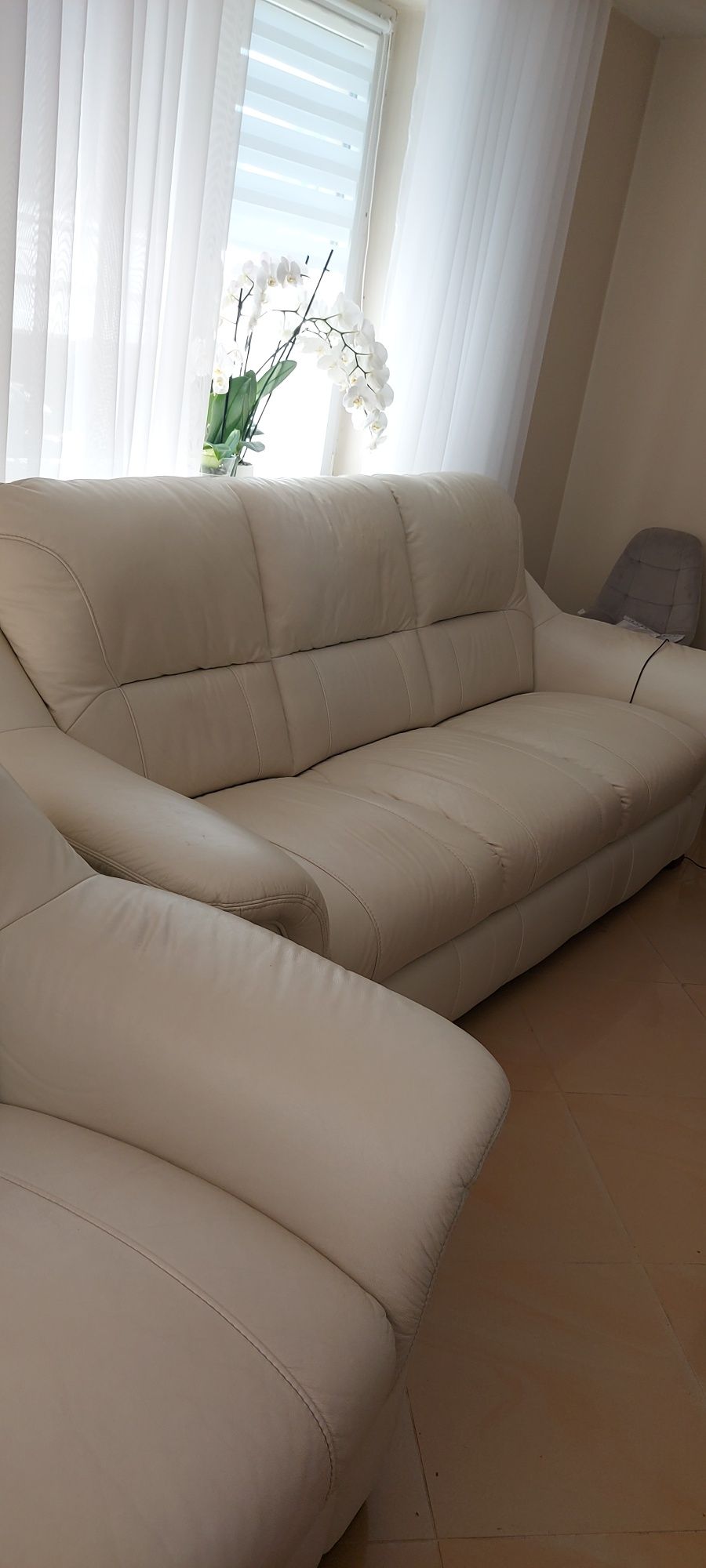 Salonowy komplet wypoczynkowy skóra naturalna