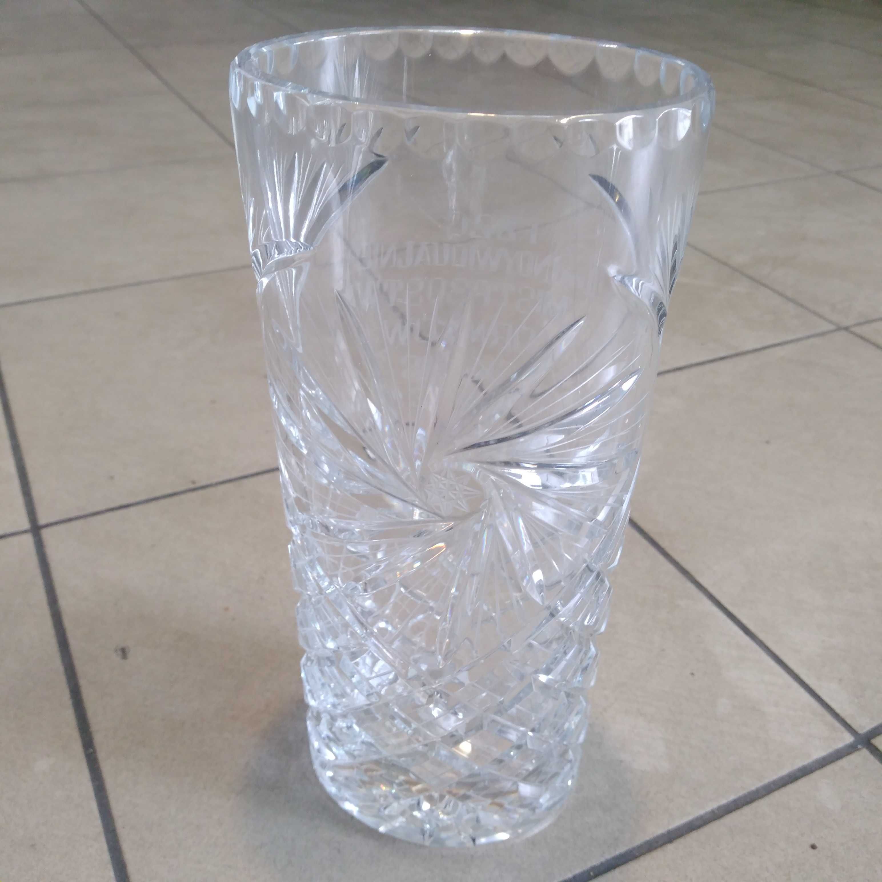 DUŻY - Piękny kryształowy wazon z dedykacją 28 cm/ 
Zachęcam do zakupu