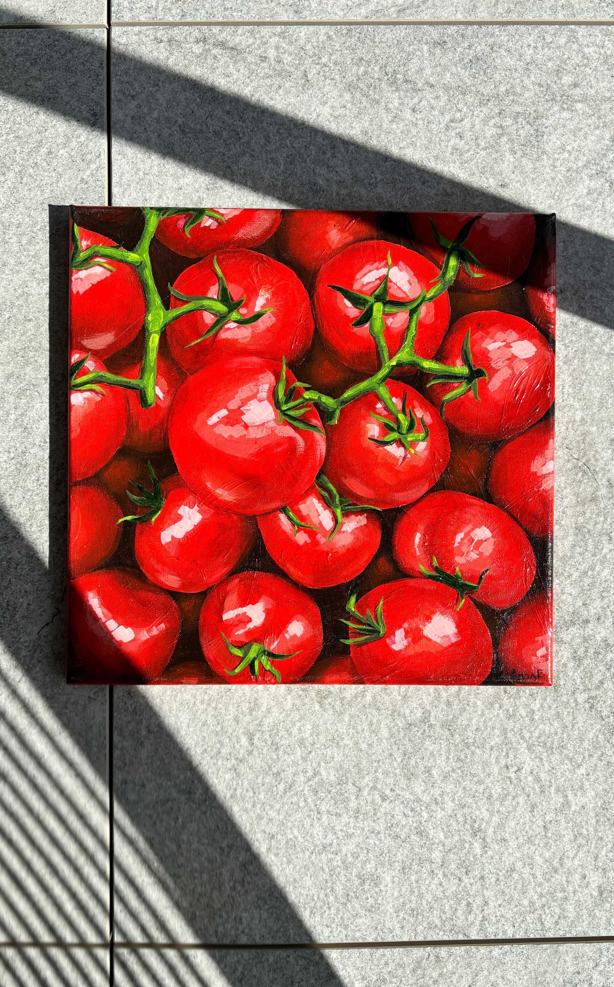 Obraz nowoczesny recznie malowany acrylowy na płótnie "Pomidory"
