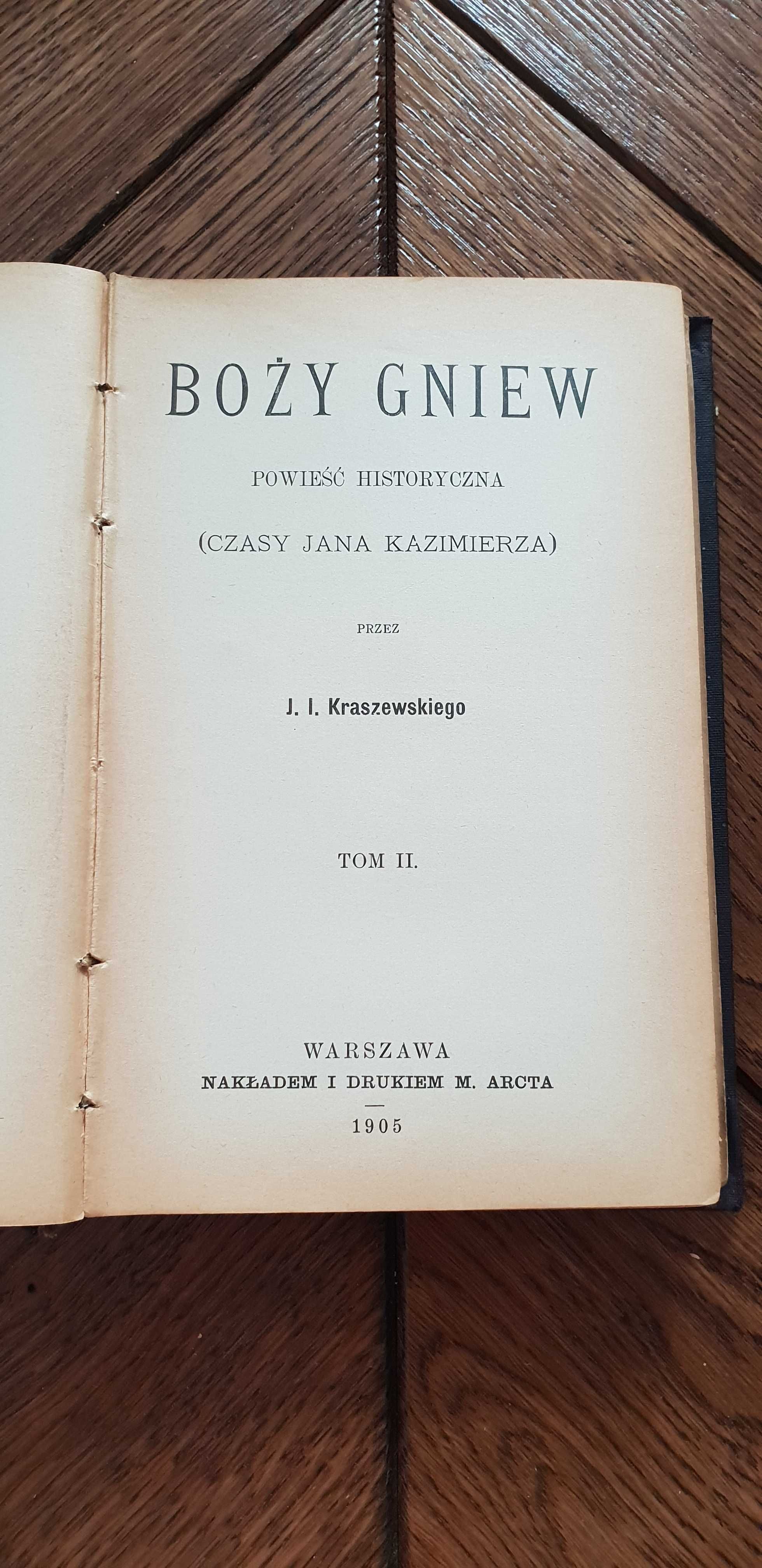 Książka rok 1905 "BOŻY GNIEW" J. I. Kraszewski - 118 lat