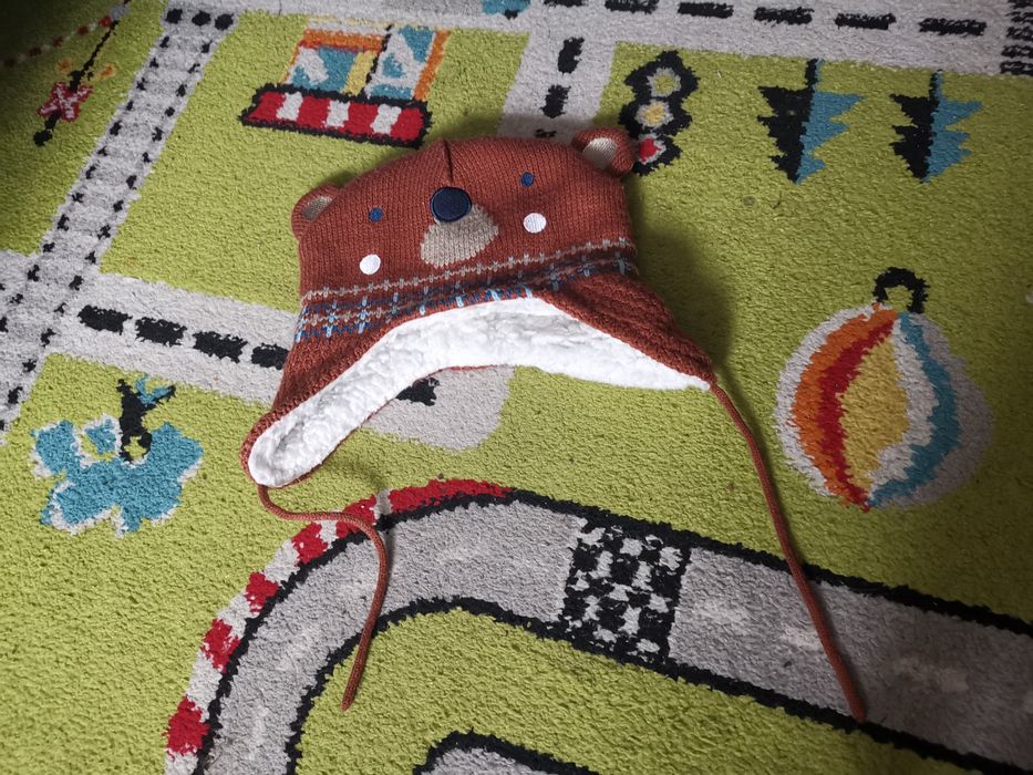 Ciepła czapka miś 86 12-18msc