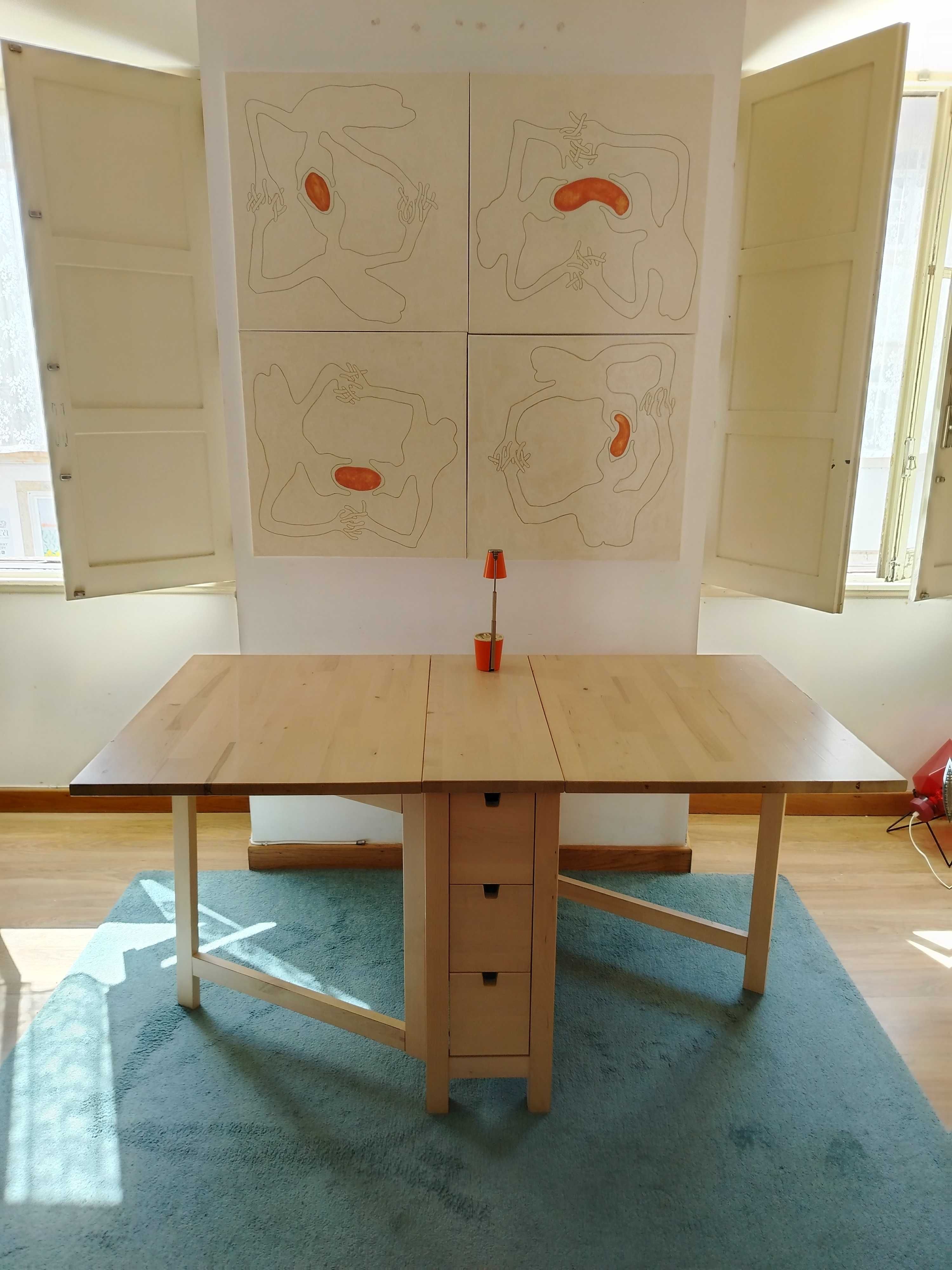 NORDEN
Mesa abas rebatív/pernas articul, bétula, 26/89/152x80 cm