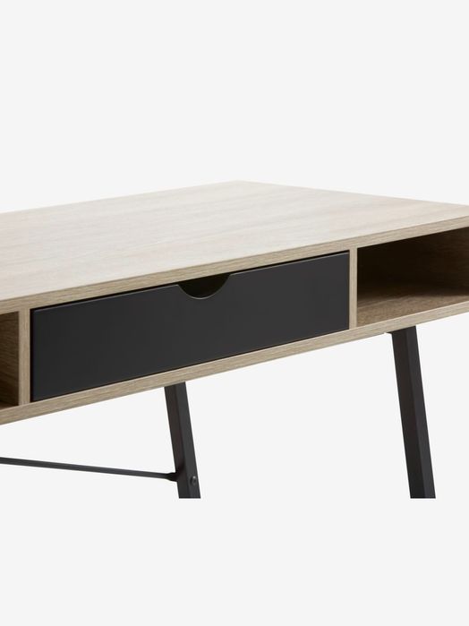 Biurko ABBETVED 48x120 kolor jasny dąb/czarny