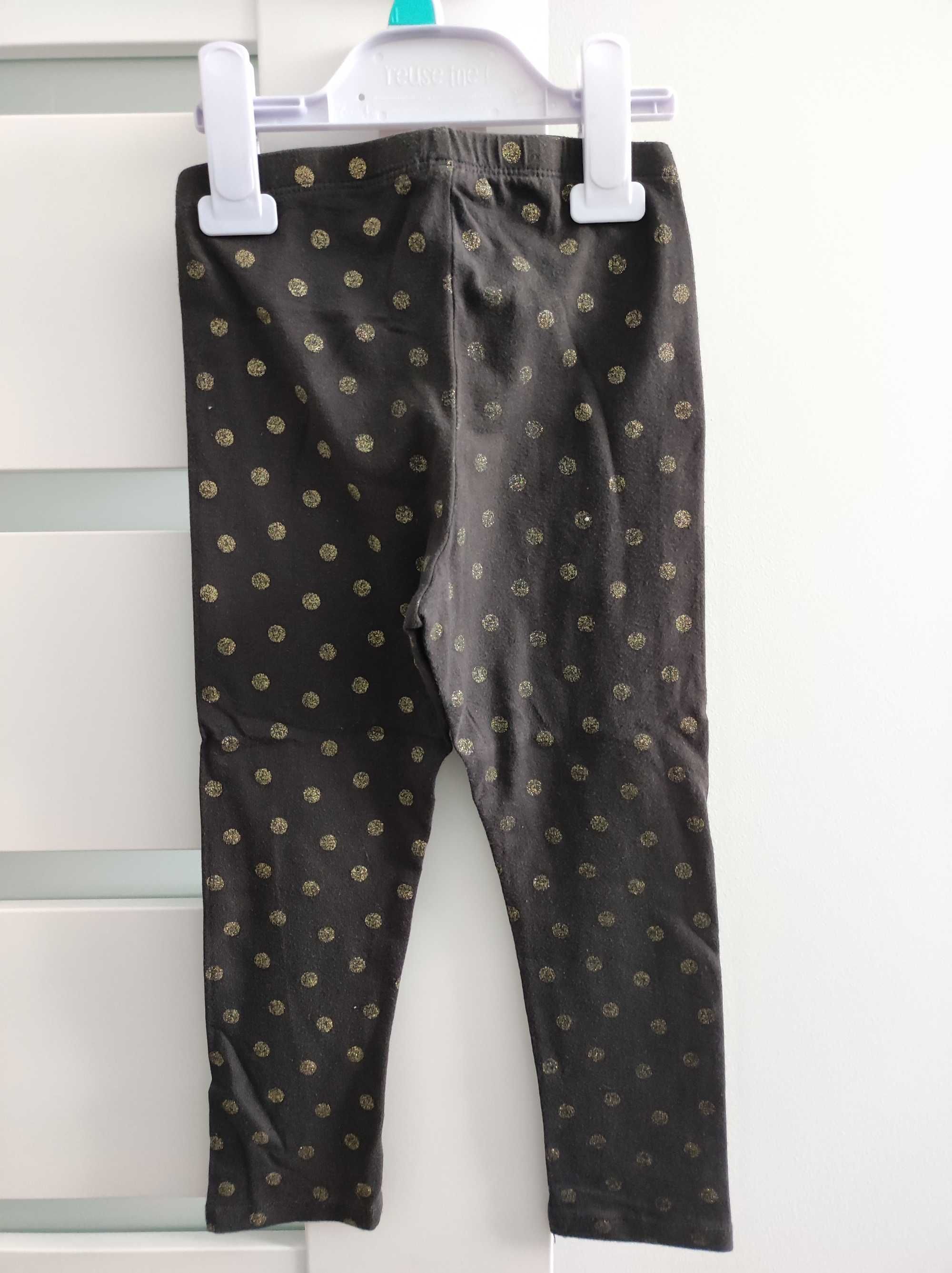 H&M legginsy bawełniane r. 104 ciemne w złote kropki