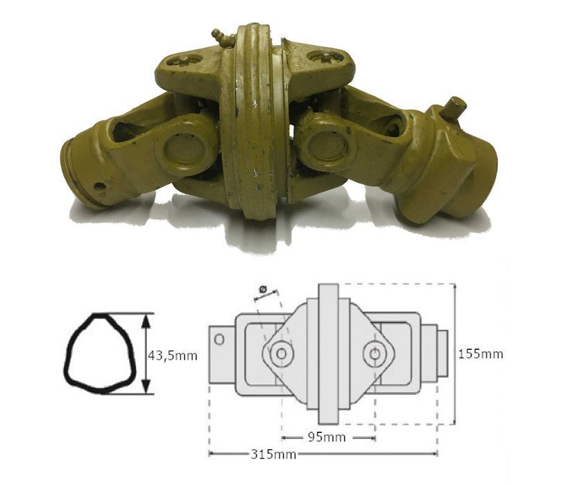 Przegub dwukrzyżakowy szerokokątny wałka WOM 23.8x91 / 27x74.6mm