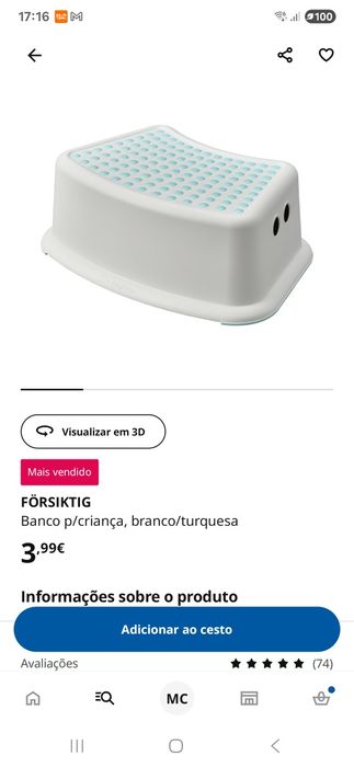 Banco para crianças