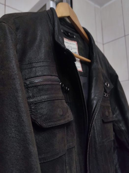 kurtka skórzana męska brązowa Angelo Litroco C&A leather skóra L class