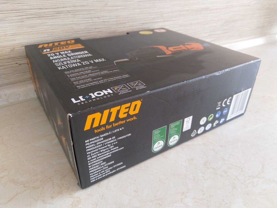 NOWA Akumulatorowa Szlifierka Kątowa 20V Max 125 mm Diaks NITEO