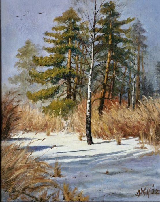 Obraz olejny Pejzaż zimowy