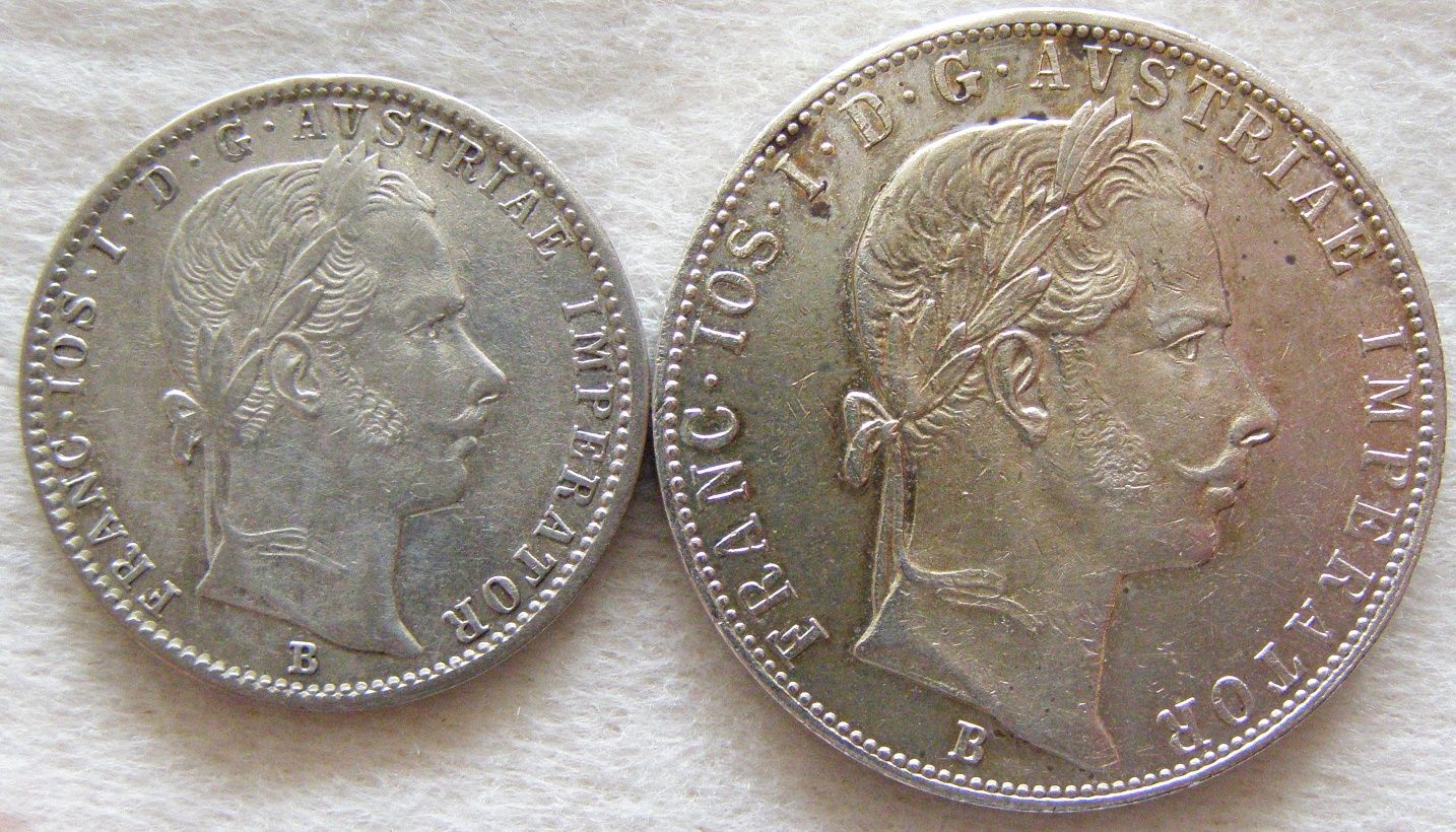 Monety Austro-Węgry floreny 1858,1873,1875,1877,1886 r.