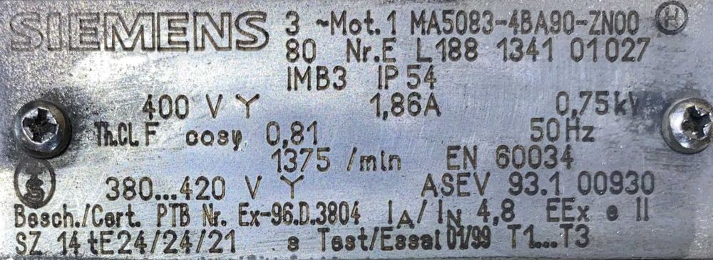 silnik elektryczny 0,75kW 1375obr. 3fazowy SIEMENS