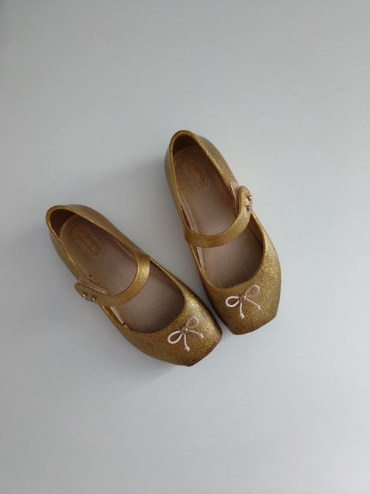 Złote buty, baleriny Melissa na specjalne okazje dla dziewczynki,
