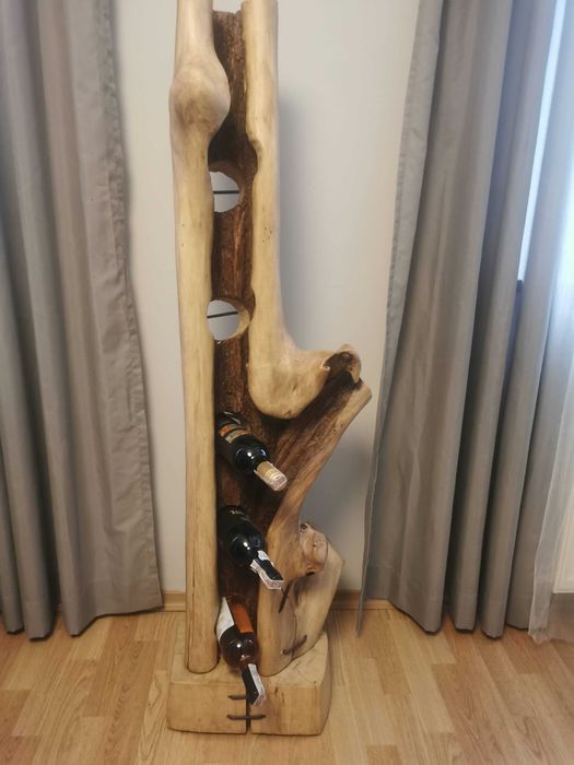Stojak na wino oryginalny, ręcznie zrobiony