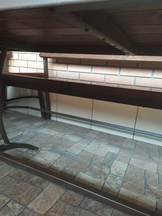 Стіл та лави,набір меблів садових,дерево та метал