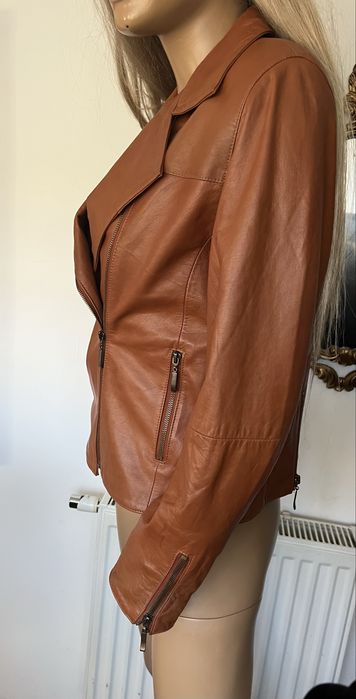 Skóra naturalna kurtka damska brązowa toffi cielista L 40 Broch
