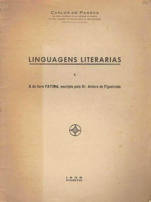 16139
	
Linguagens literárias 
Carlos de Passos