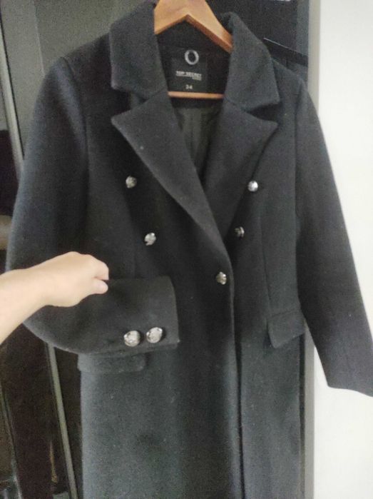 Top Secret Woman elegancki prosty płaszcz  srebrne guziki