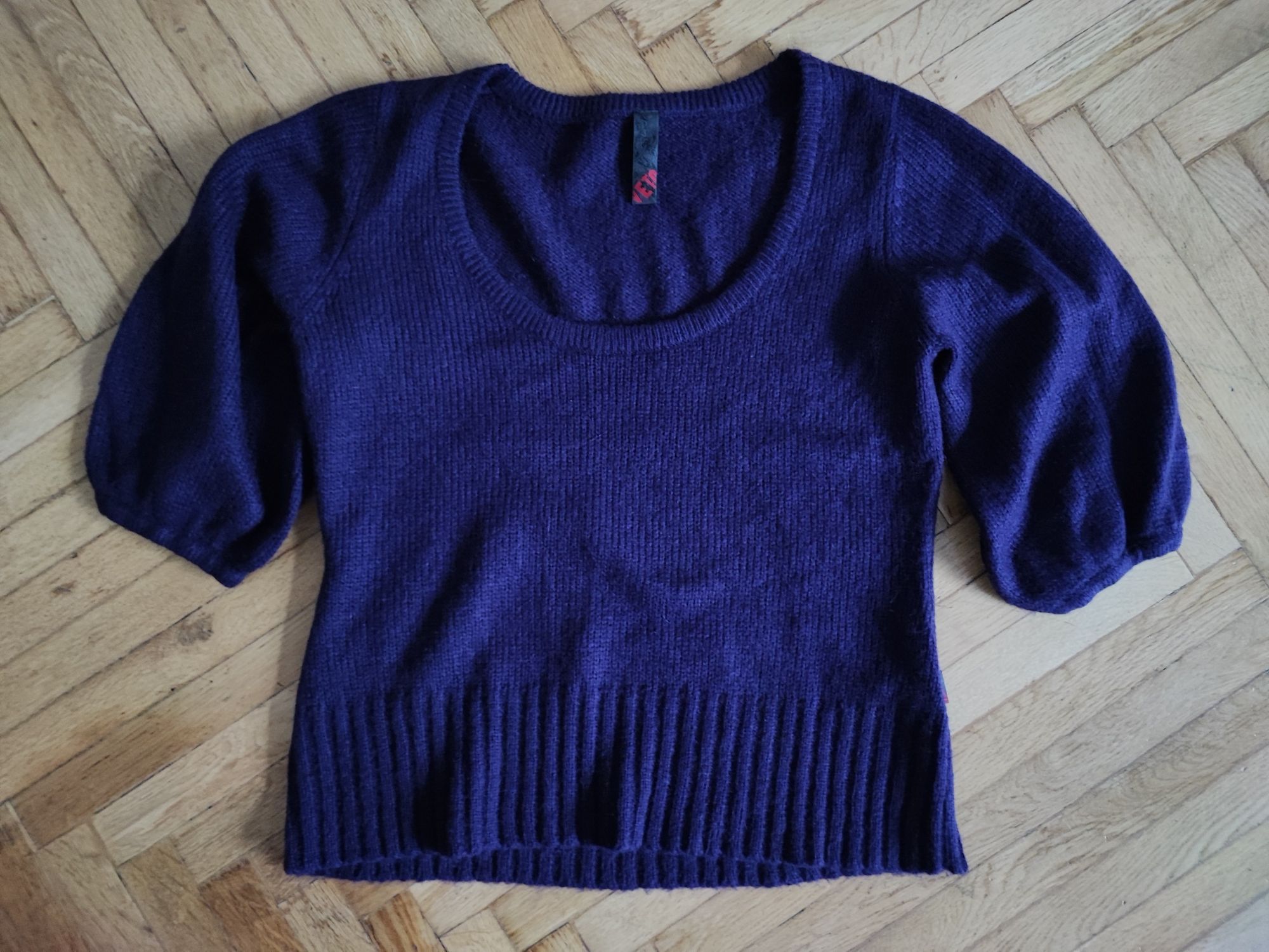 Sweter Veto fioletowy, duży rozmiar 44-46 XXL rękawy bufki