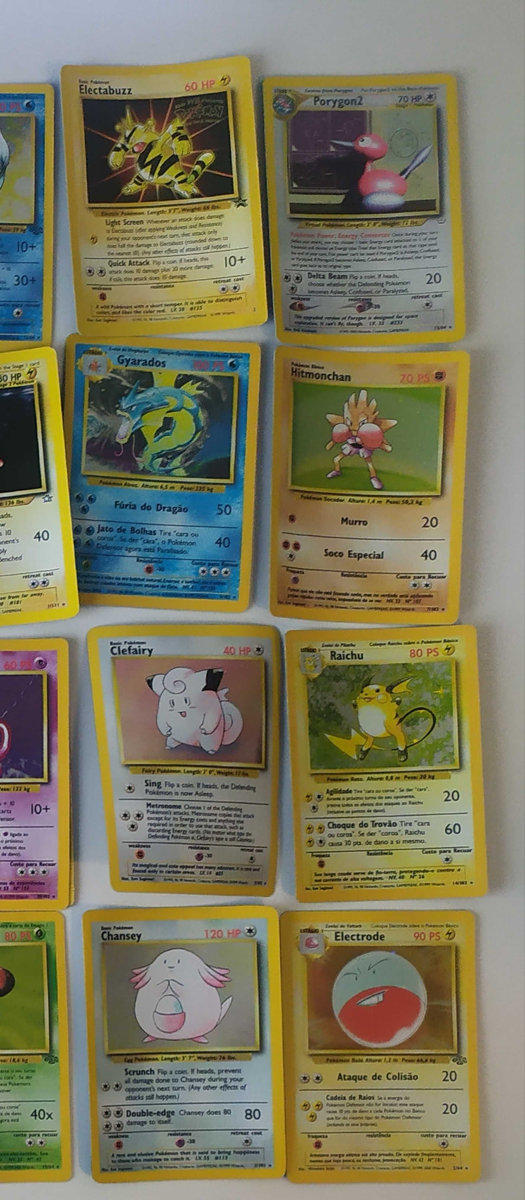 Cartas Pokémon Holográficas Inglês/PT 99, Base Set, Gym Challenge, Neo