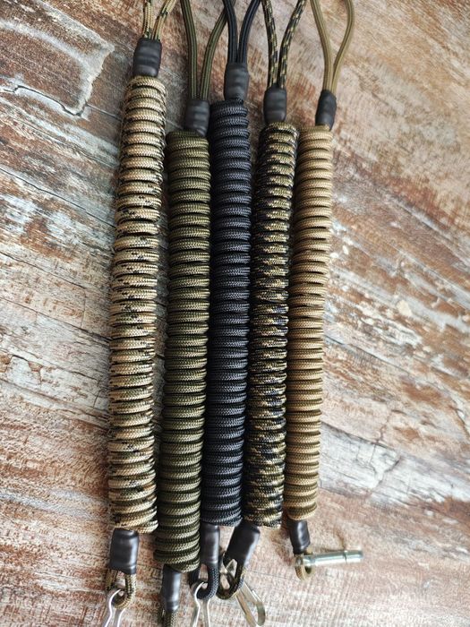 Шнур страховочный тренчик жёсткая петля-карабин койот/олива/черный