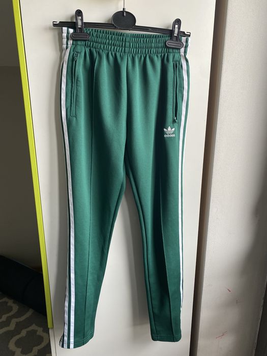 spodnie dresowe damskie adidas zielone paski 36/s zadbane