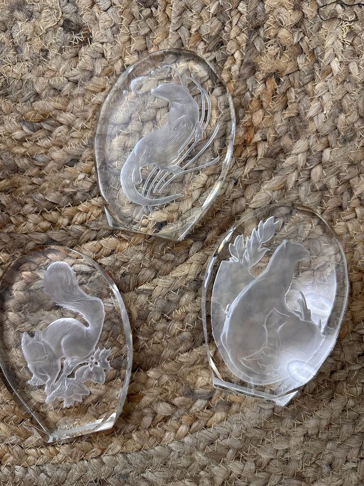 DANBURY MINT crystal glass  ANIMAL ETCHING крістал