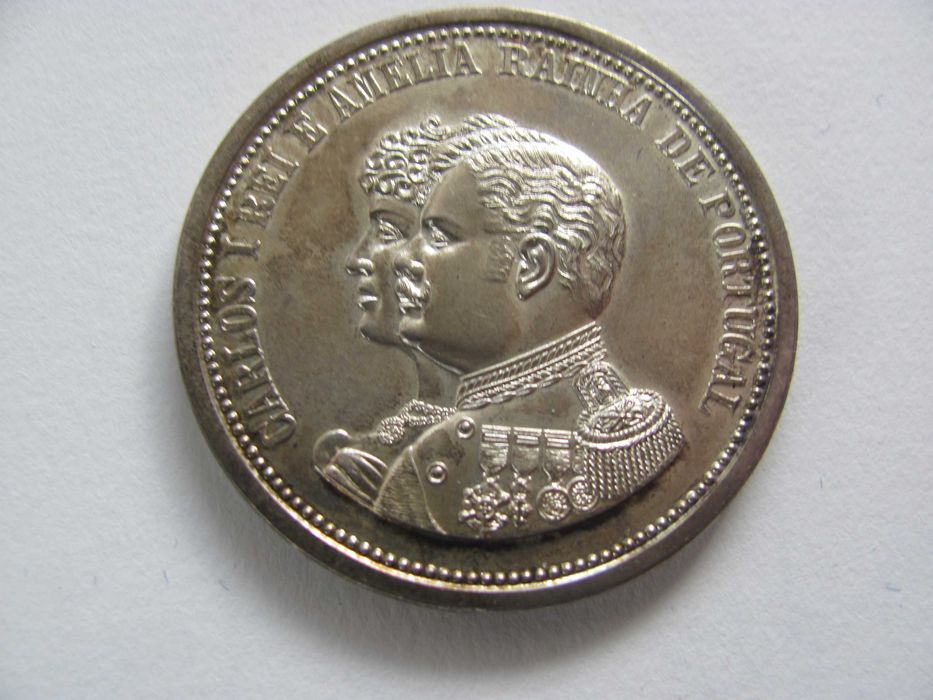 5 medalhas de prata comemorativas, Reis de Portugal, com garantia.