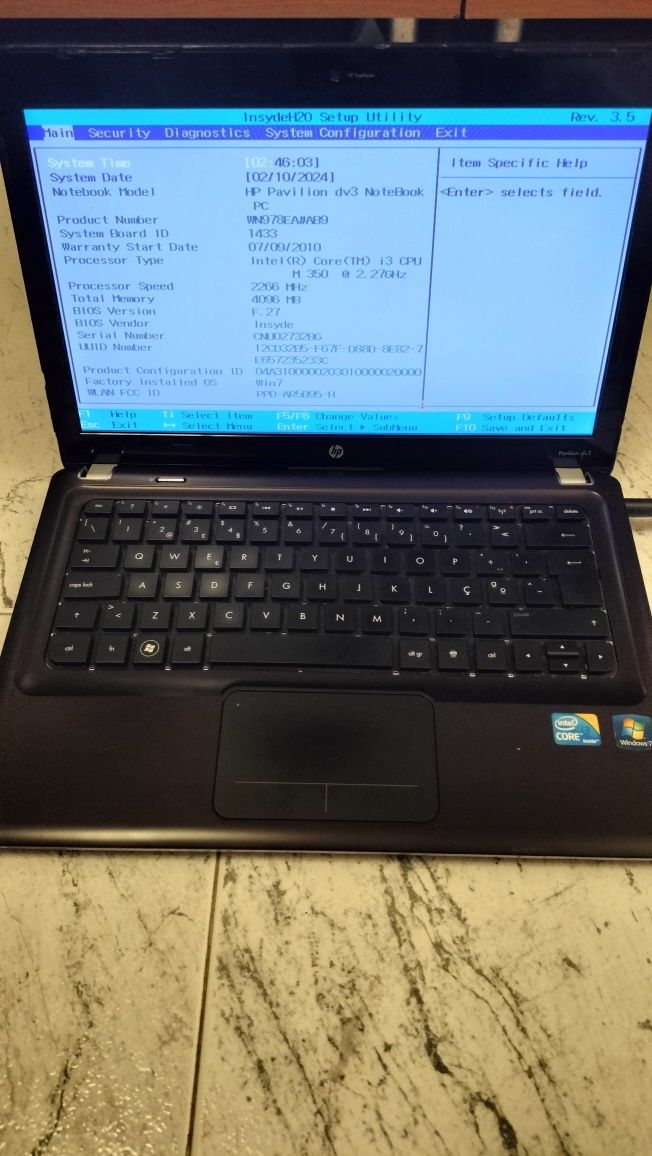 Portátil HP DV3.