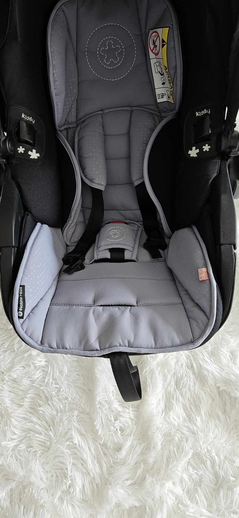 Fotelik kiddy evoluna i size, isofix, wkładka niemowlęca, adaptery