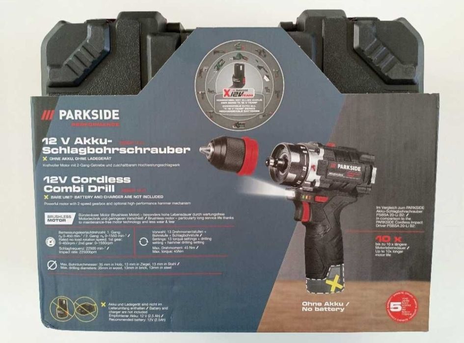 NOWA wiertarka wkrętarka udarowa 12V PARKSIDE PERFORMANCE PBSPA 12 A1