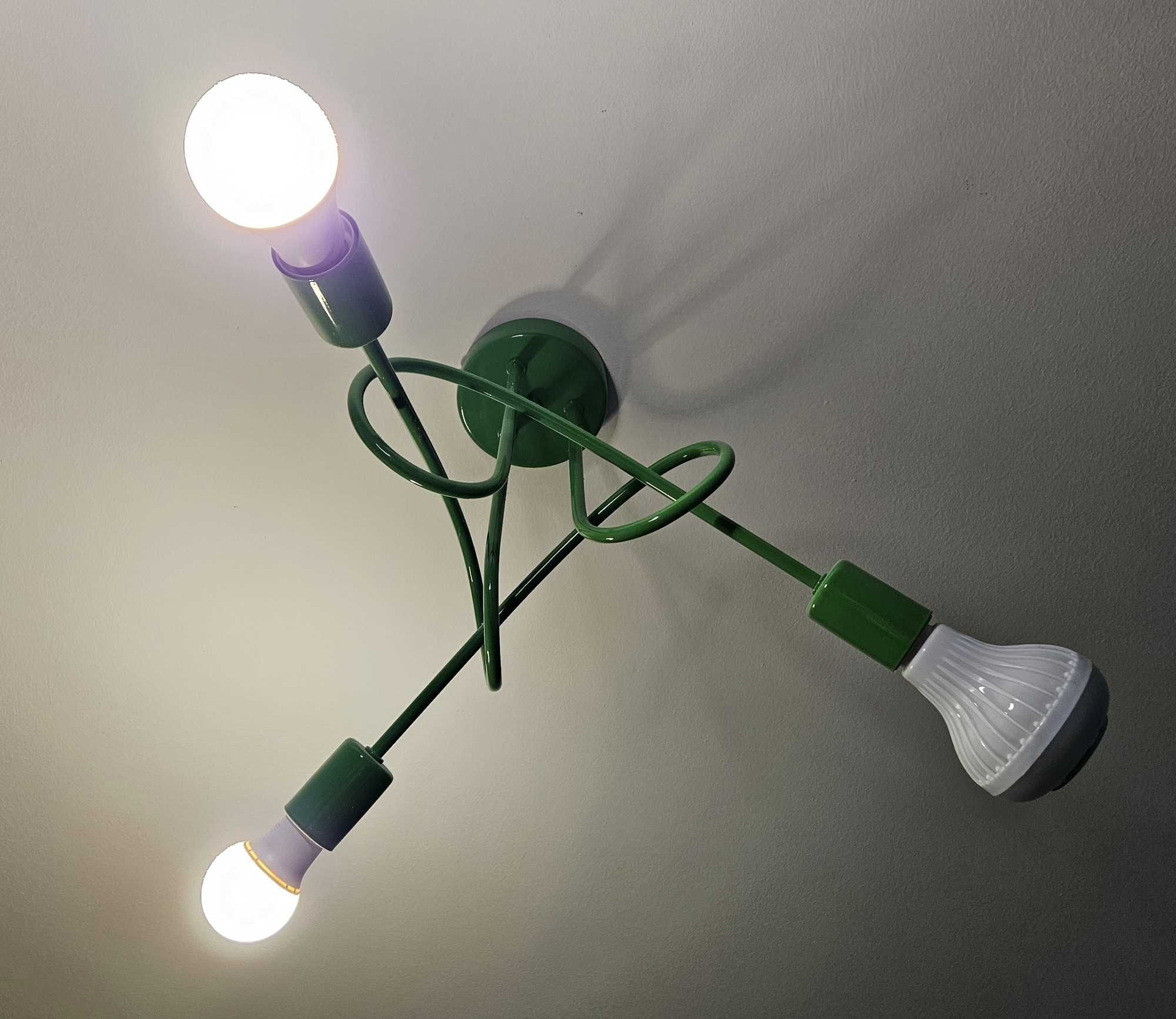 Lampa sufitowa dziecięca 3-punktowa Moderno loft, zielona, stan bdb