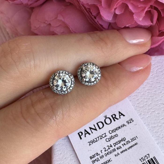 Сережки пандора оригінал pandora срібло нові прикраси