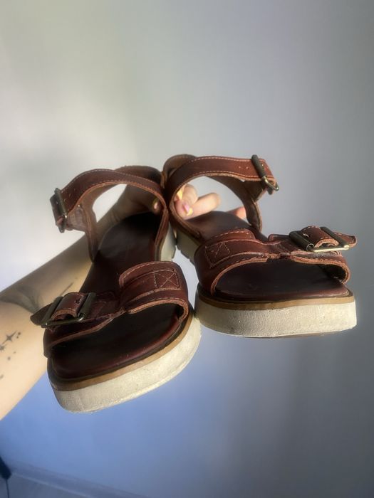 Timberland skórzane sandały płaskie wygodne skóra naturalna karnelowe