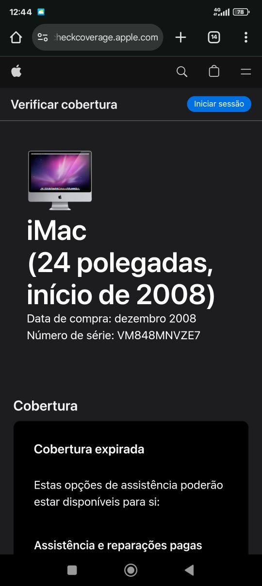 Vendo iMac para peças