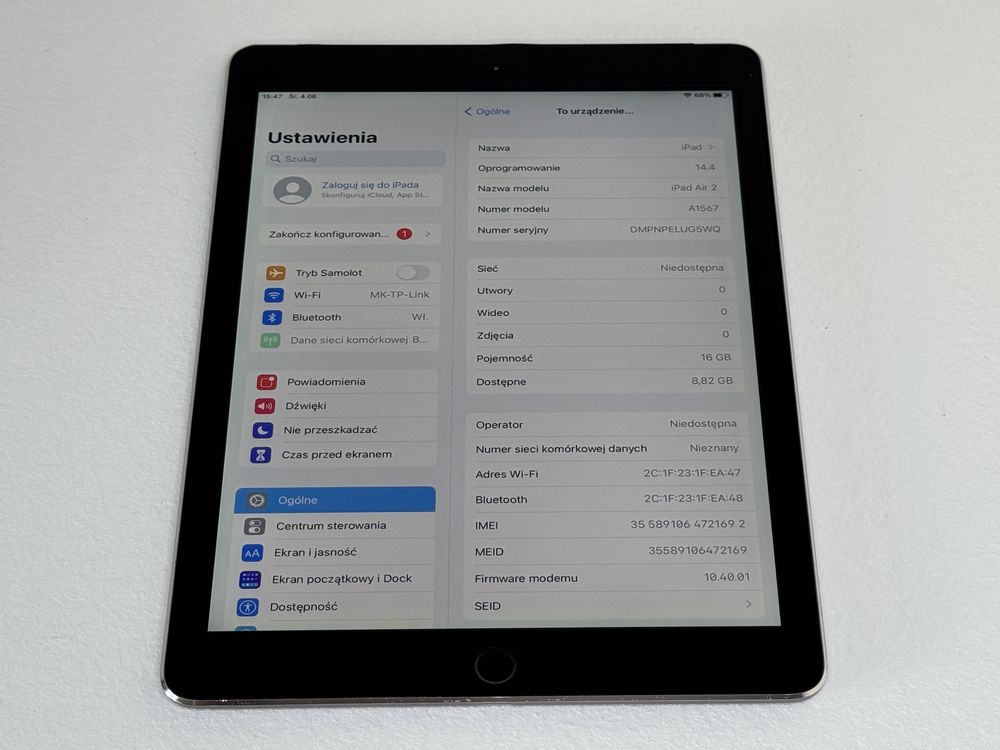 iPad Air 2 (A1567) 16GB - Cellular (LTE) - faktura VAT 23%