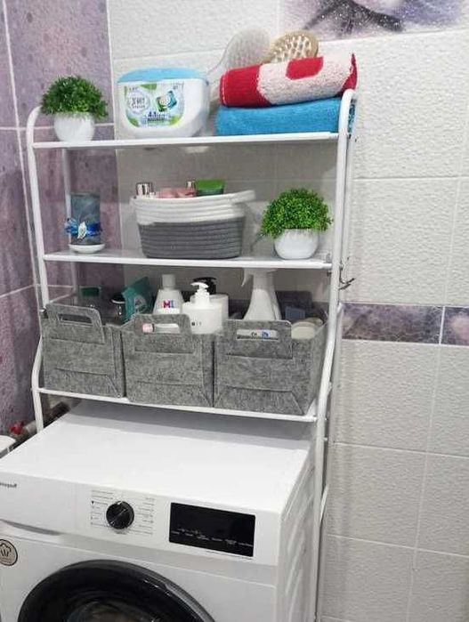 Полка-стеллаж для хранения над стиральной машиной стойка напольный