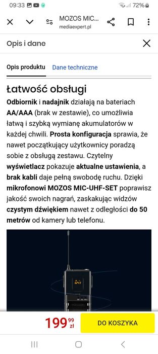 Mikrofon bezprzewodowy nauszny