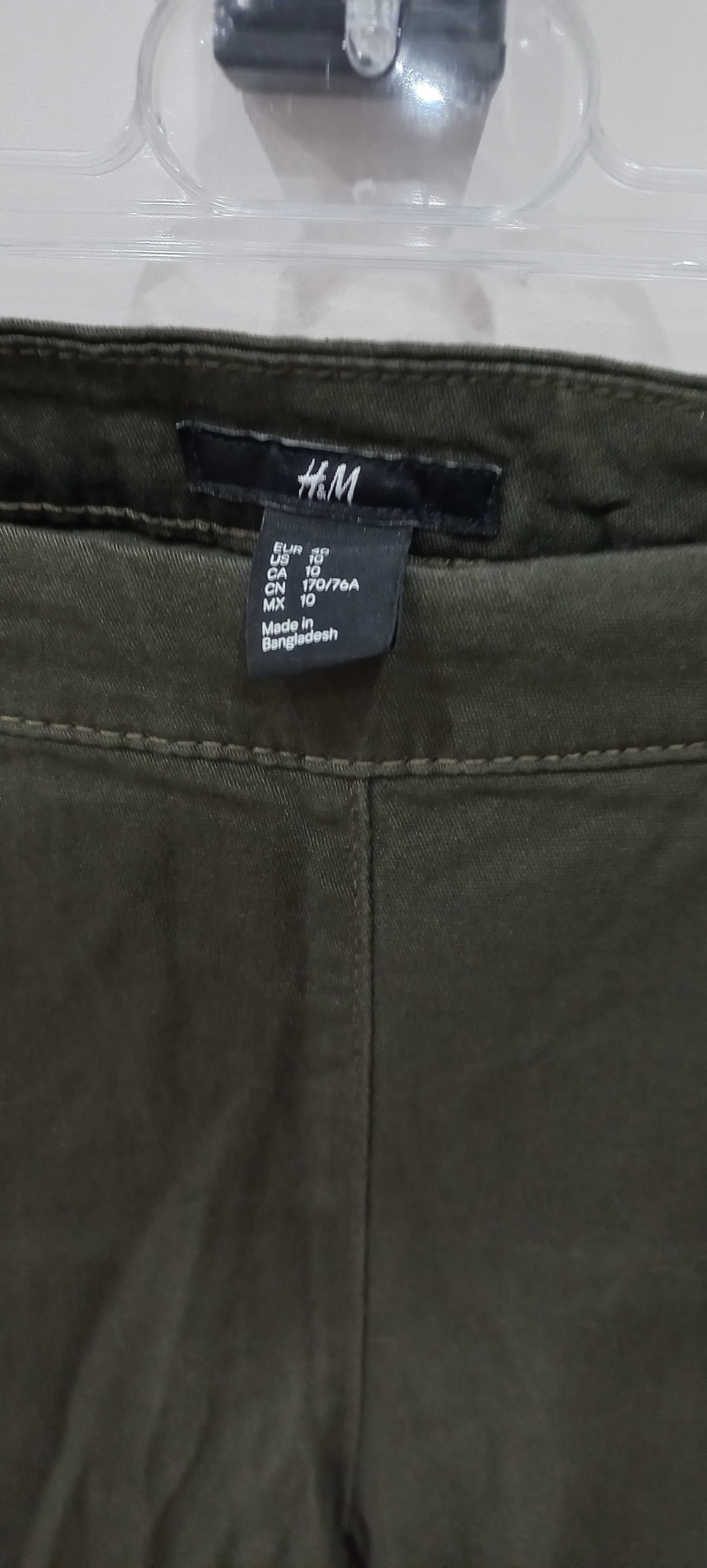 klasyczne spodnie damskie rurki h&m khaki rozmiar 40