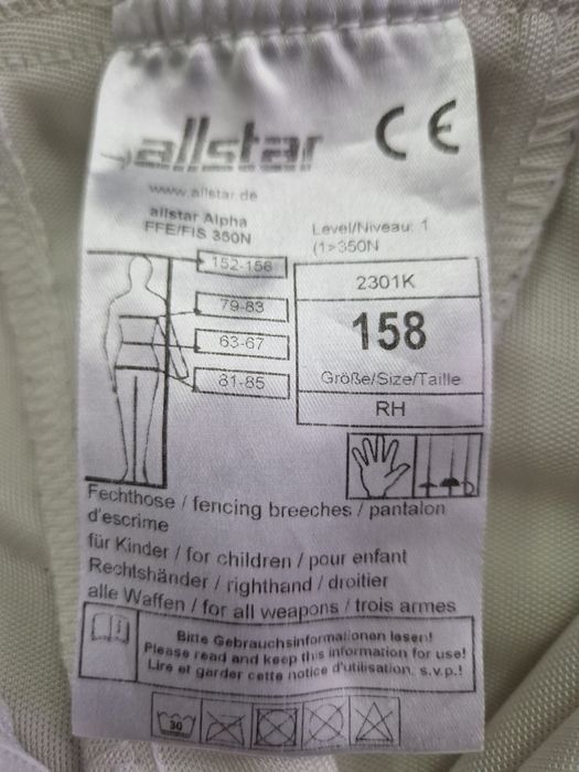 Spodnie szermiercze 158