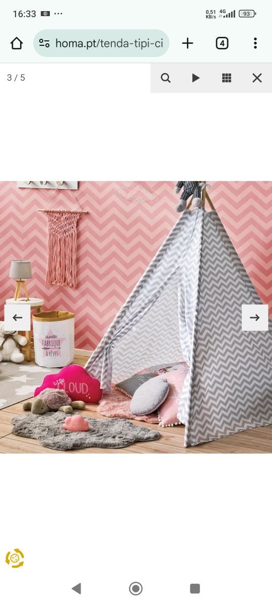 Tenda Tipi Cinza 160x120cm