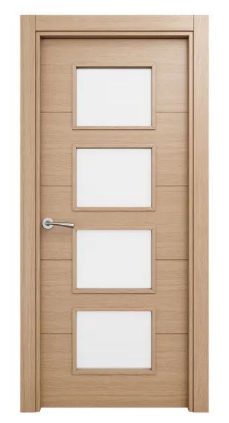 Porta interior carvalho mel em vidro 75cm esquerda