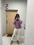 Sweter Laurella sweterek lila fioletowy falbany