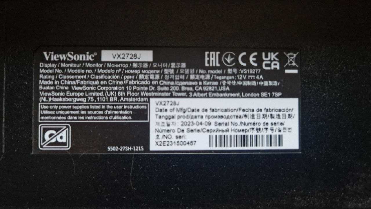 Продам Монітор 27" ViewSonic VX2728J