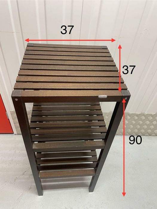 Brązowy Stojak na ręczniki z półkami. Kwietnik brązowy. Półki brązowe